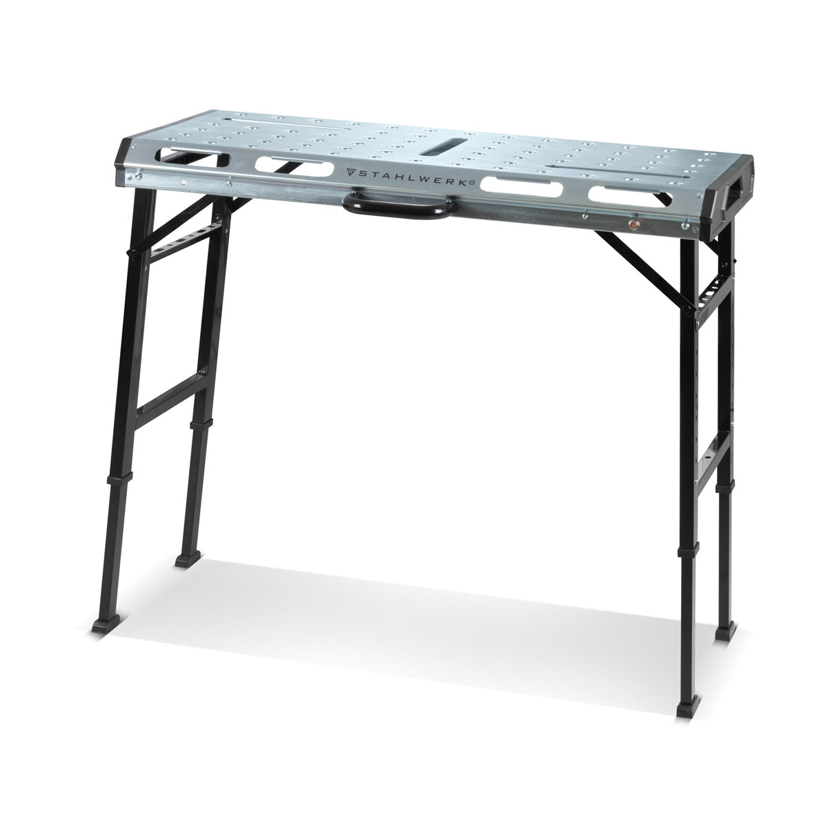 Steelworks mobile welding table AWT-930 ST 1068 x 532 mm height-adjustable, foldable workbench | Work table | Assembly table with 705 - 930 mm lifting area, 450 kg load capacity and D20 perforated plate