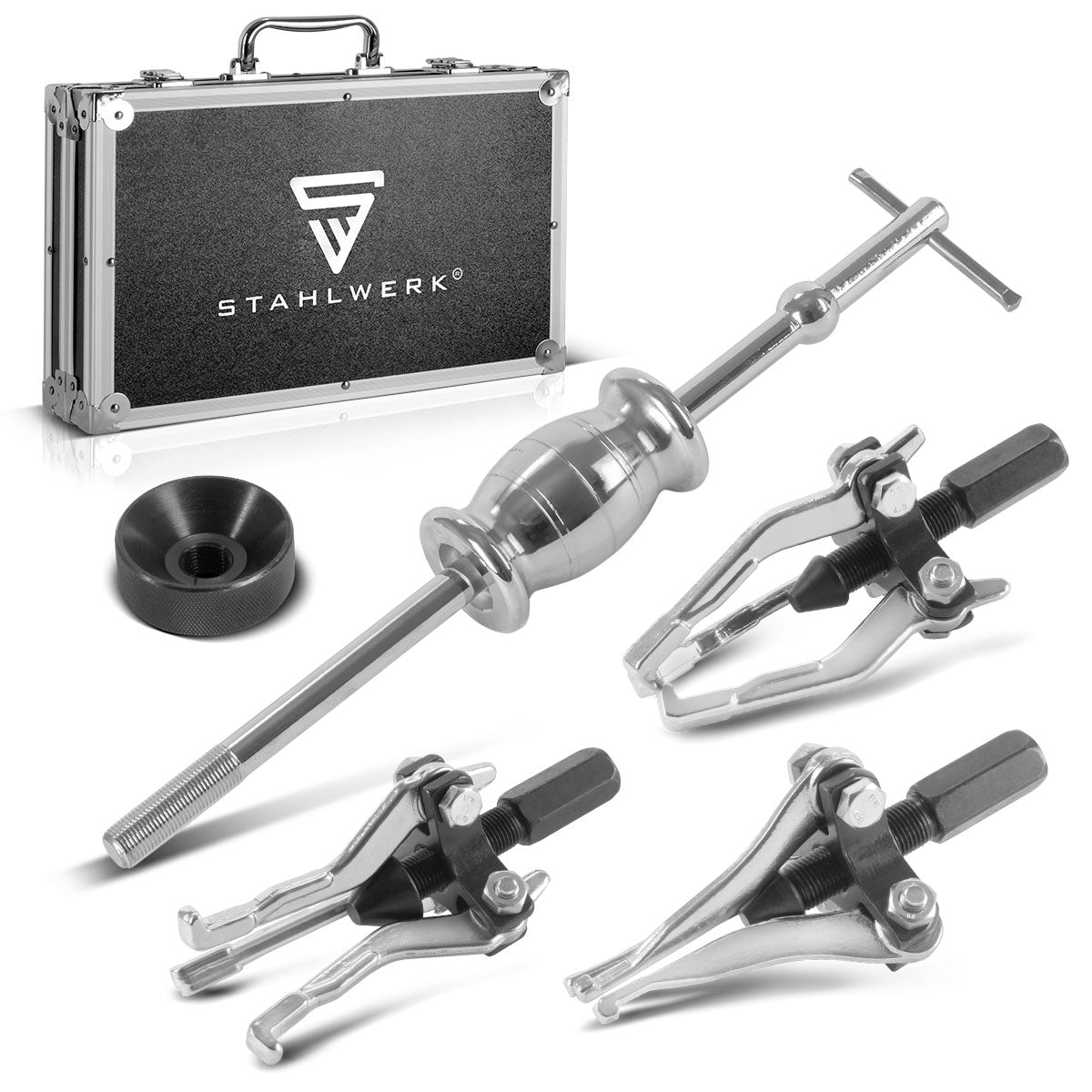 Stahlwerk Lager puller set with Gleithammer 5-part puller set | Special tool for professional disassembly of indoor and outdoor bearings, gears, sockets and Simmerringen