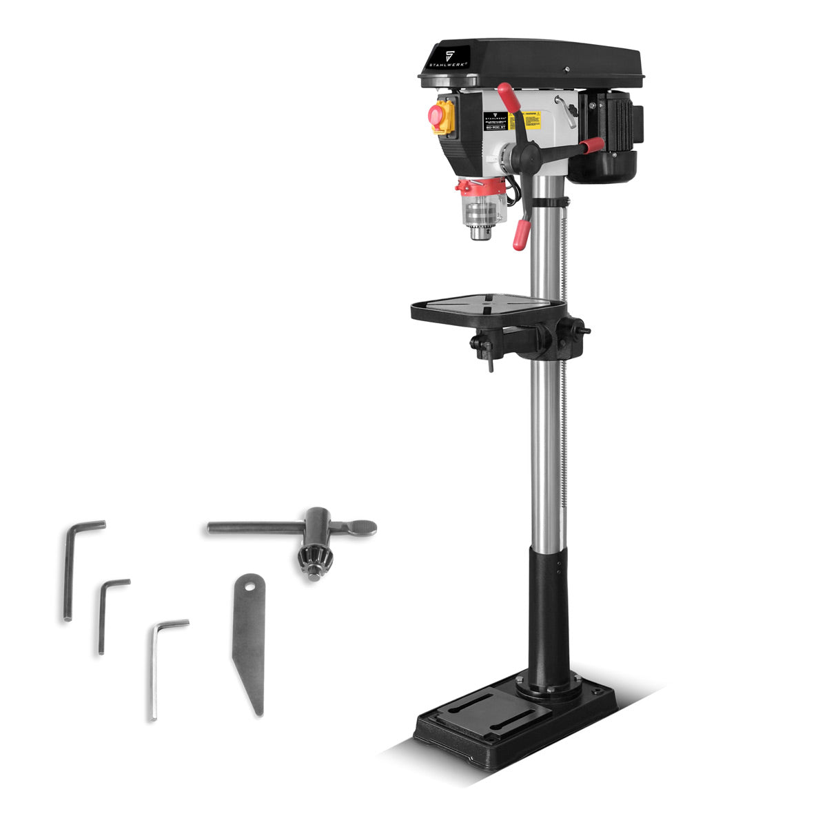 STAHLWERK BD-900 ST Säulenbohrmaschine | Leistungsstarke Standbohrmaschine 900 Watt für Heimwerker und Metallbau | Bohrdurchmesser Ø 20 mm | 280 - 2.380 U/min | Robuster Bohrtisch und Metallfuss