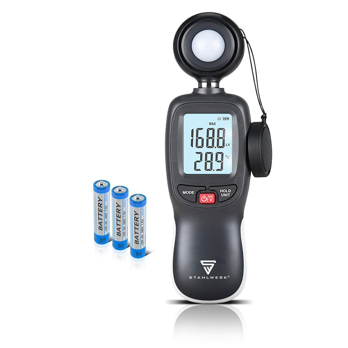 STAHLWERK Digitales Lux-Messgerät | Präzises Luxmeter und Beleuchtungsmessgerät | Professionelle Messung der Lichtintensität | Für Lichtmessungen in der Fotografie, in Räumen oder am Arbeitsplatz