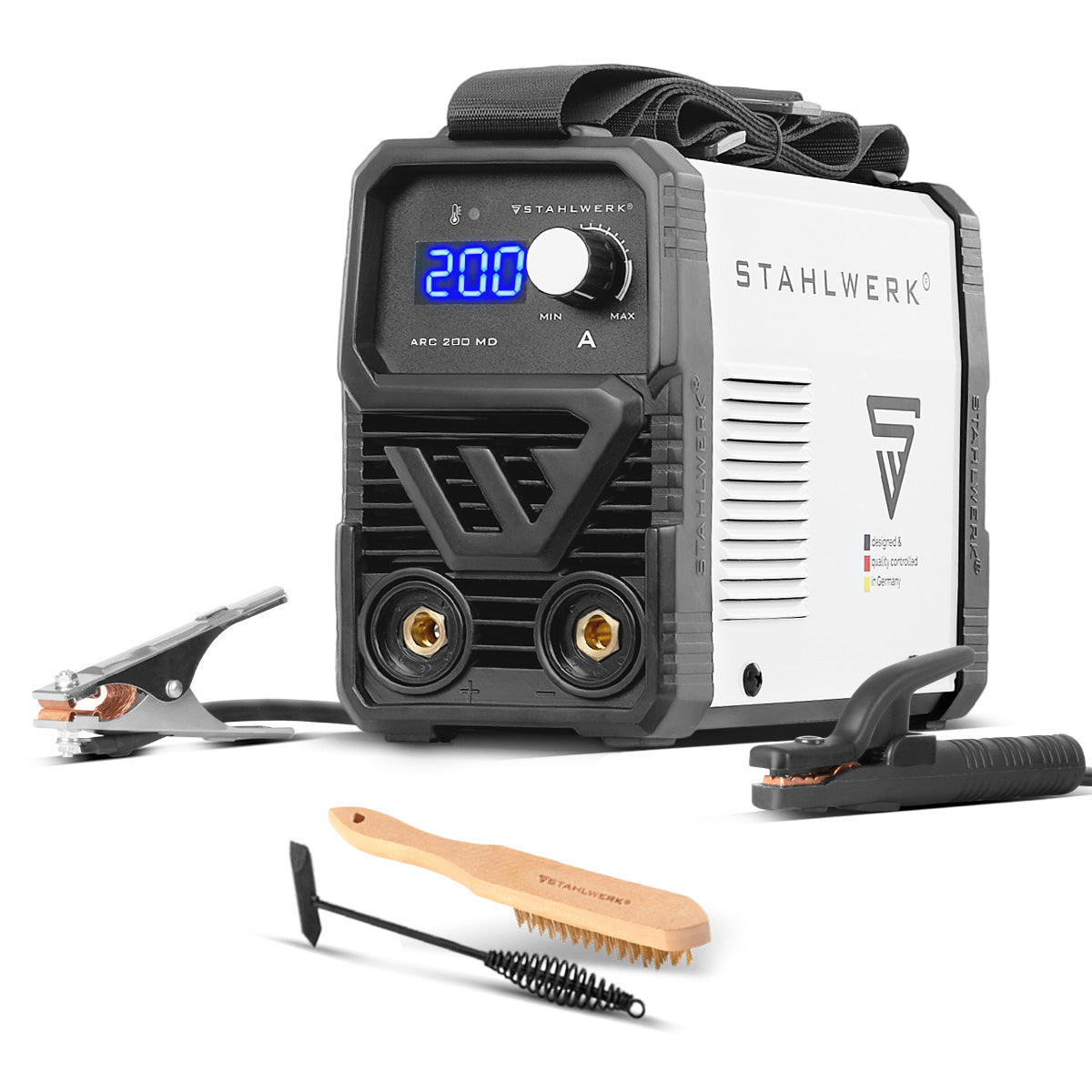 STAHLWERK ARC 200 MD Elektroden-Schweißgerät DC MMA, E-Hand, Lift-TIG Welder | Stufenlos regelbar | Echte 200 Ampere | Sehr kompakt und leicht | Hot-Start, Anti-Stick, Smart-Kühlung | IGBT-Technologie