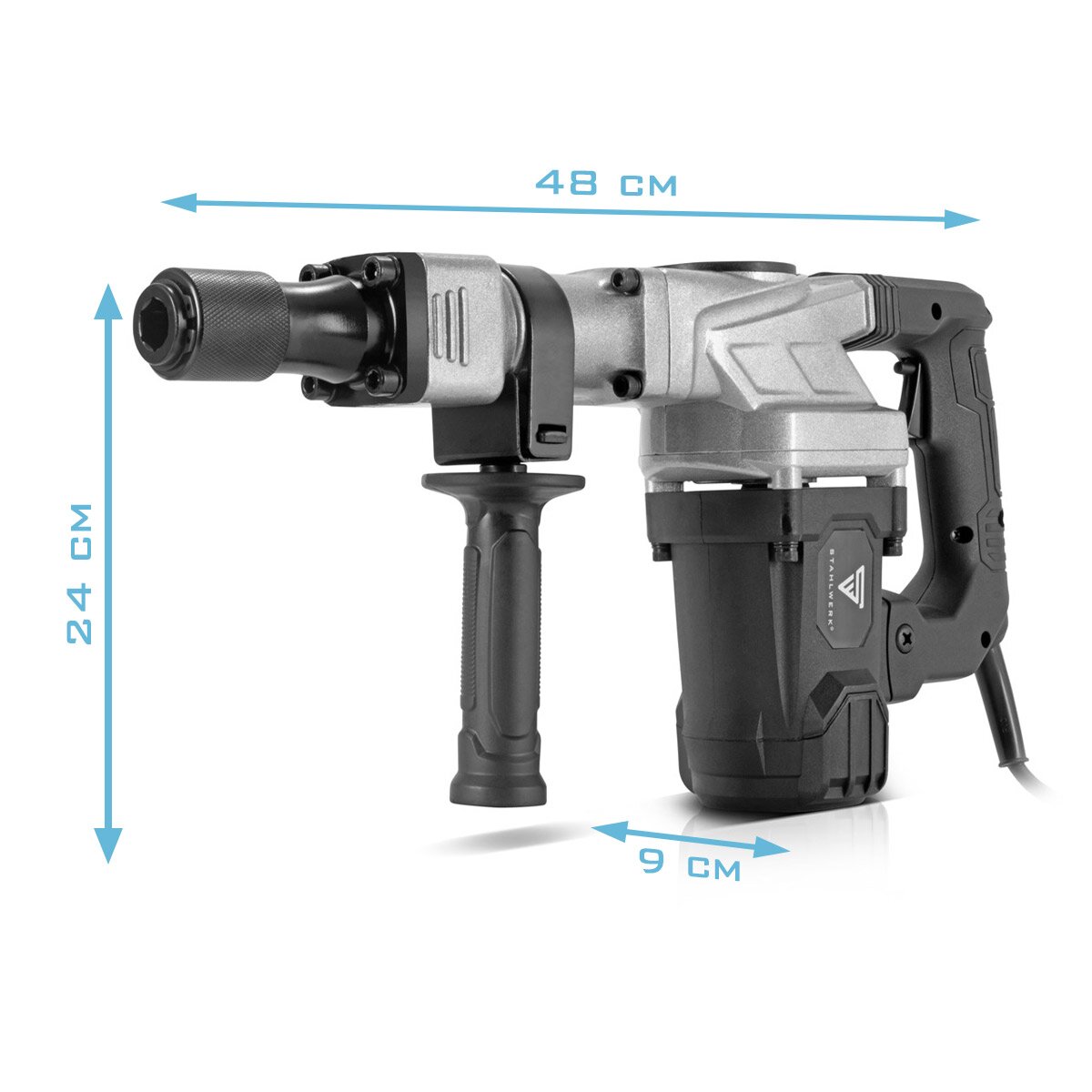 Steelwork demolition hammer AH-1300 ST with 1,300 W power, 4,000 strokes per minute and 20 J clipper Stemmhammer | Meißelhammer | Schlager | Bohrhammer | Demolition hammer with pointed and flat chisel