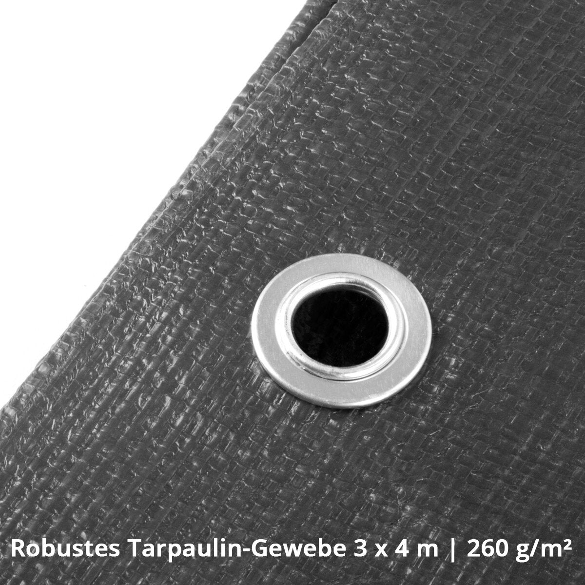 Steelworks cover tarpaulin with eyelet 2 x 3 m 260 g/m² waterproof protective tarpaulin | Tissue tarpaulin | Garden tarpaulin | Boat plan | Wood tarpaulin | Pe plane