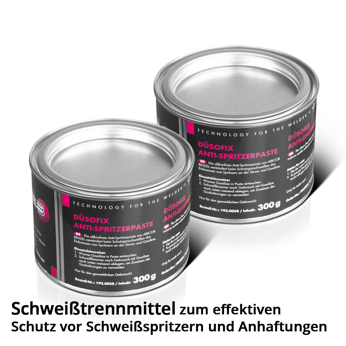 ABICOR BINZEL Düsofix 2er Set 300 g Schweißschutzpaste | Schweißtrennmittel | Spritzerschutzpaste zum professionellen Schutz von Schweißbrenner, Gasverteiler sowie Gas- und Stromdüsen