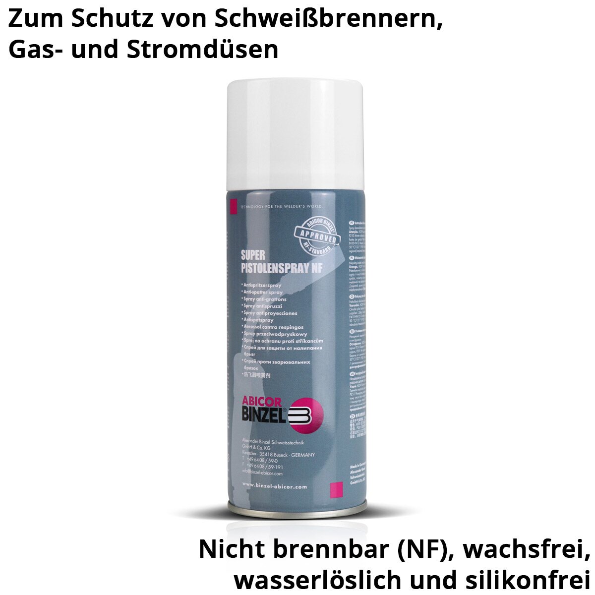 ABICOR BINZEL Super Pistolenspray NF 3er Set je 400 ml Schweißschutzspray | Trennspray | Düsenspray | Trennmittel | Schweißspray zum professionellen Schutz von Schweißbrenner, Gas- und Stromdüsen