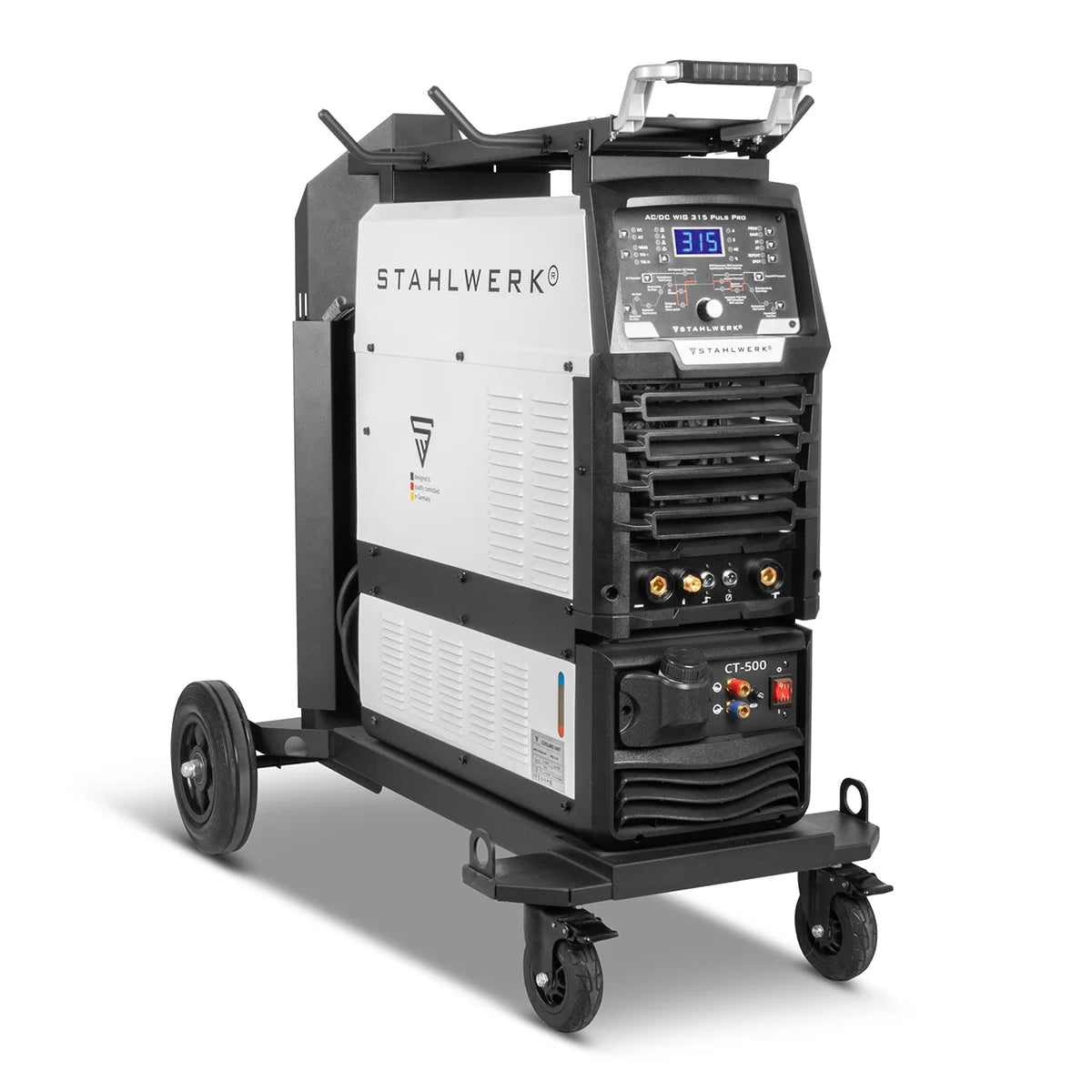 STAHLWERK Schweißgerät AC/DC WIG 315 Puls Pro – wassergekühltes 315 A Industrieschweißgerät mit 1,6 kW Wasserkühlung, AC/DC Puls, MMA/E-Hand, Spot, HF- und Lift-TIG-Zündung, digitales Display, 400 V