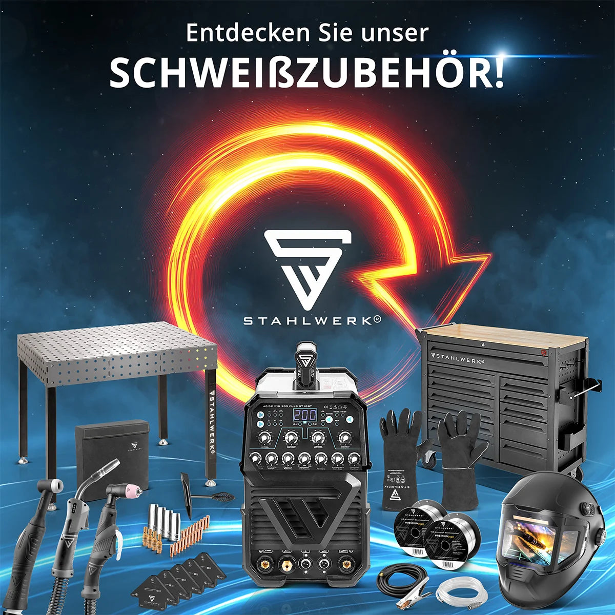 STAHLWERK Schweißgerät AC/DC WIG 315 Puls Pro – wassergekühltes 315 A Industrieschweißgerät mit 1,6 kW Wasserkühlung, AC/DC Puls, MMA/E-Hand, Spot, HF- und Lift-TIG-Zündung, digitales Display, 400 V
