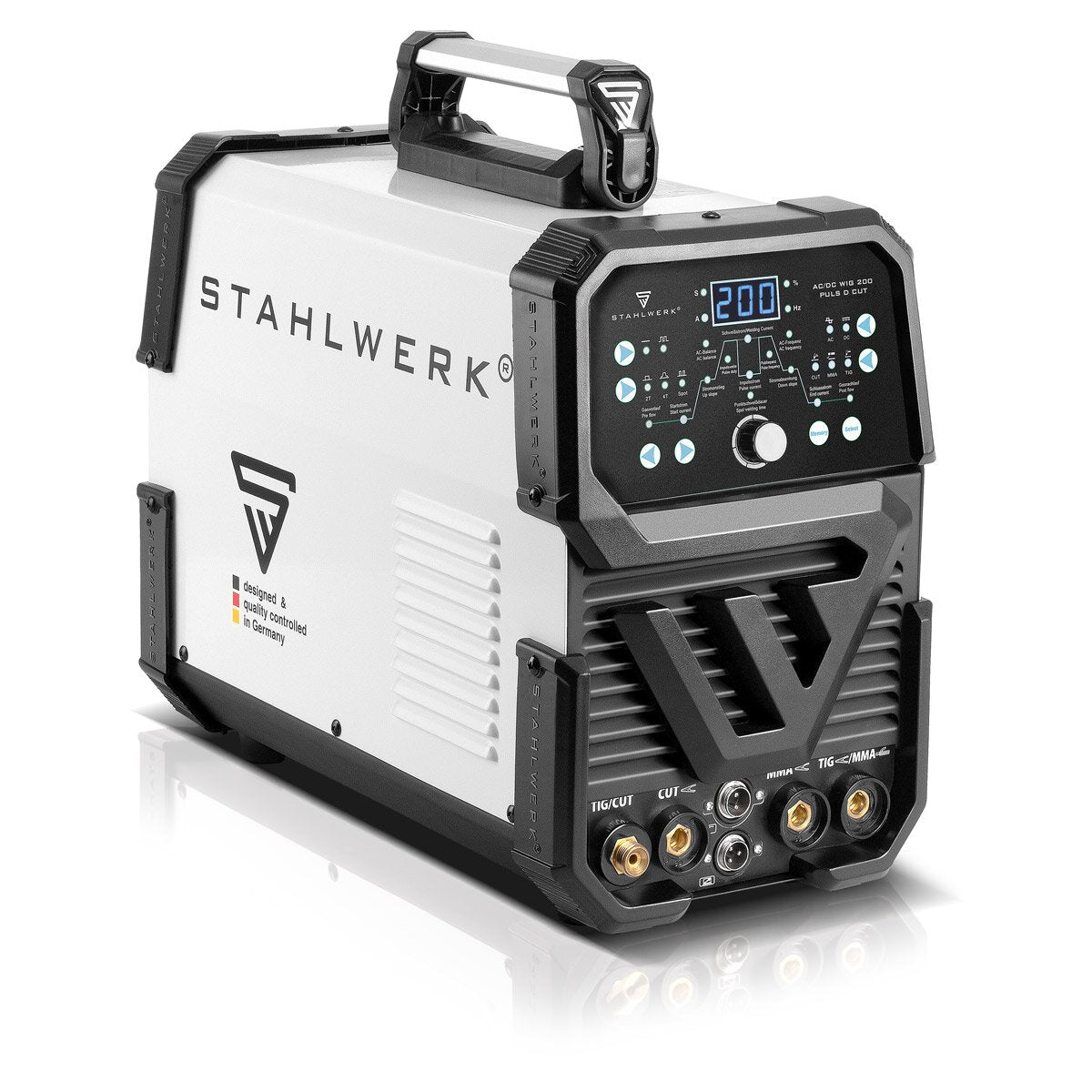 Stahlwerk 4-in-1 combi welding device AC/DC WIG 200 PULS D CUT Full equipment, Digital 200 A IGBT Inverter with AC/DC WIG | MMA | Pulse function and integrated 50 A plasma cutter, suitable for aluminum and thin sheet