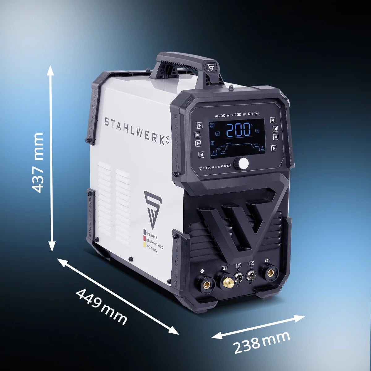 STAHLWERK welding machine AC/DC TIG 200 ST Digital 2026 | 3-in-1 combination welding machine | Spot function | Integrated clean function | Aluminum-suitable TIG/MMA inverter with 200 A | Remotely controllable | Digital control panel