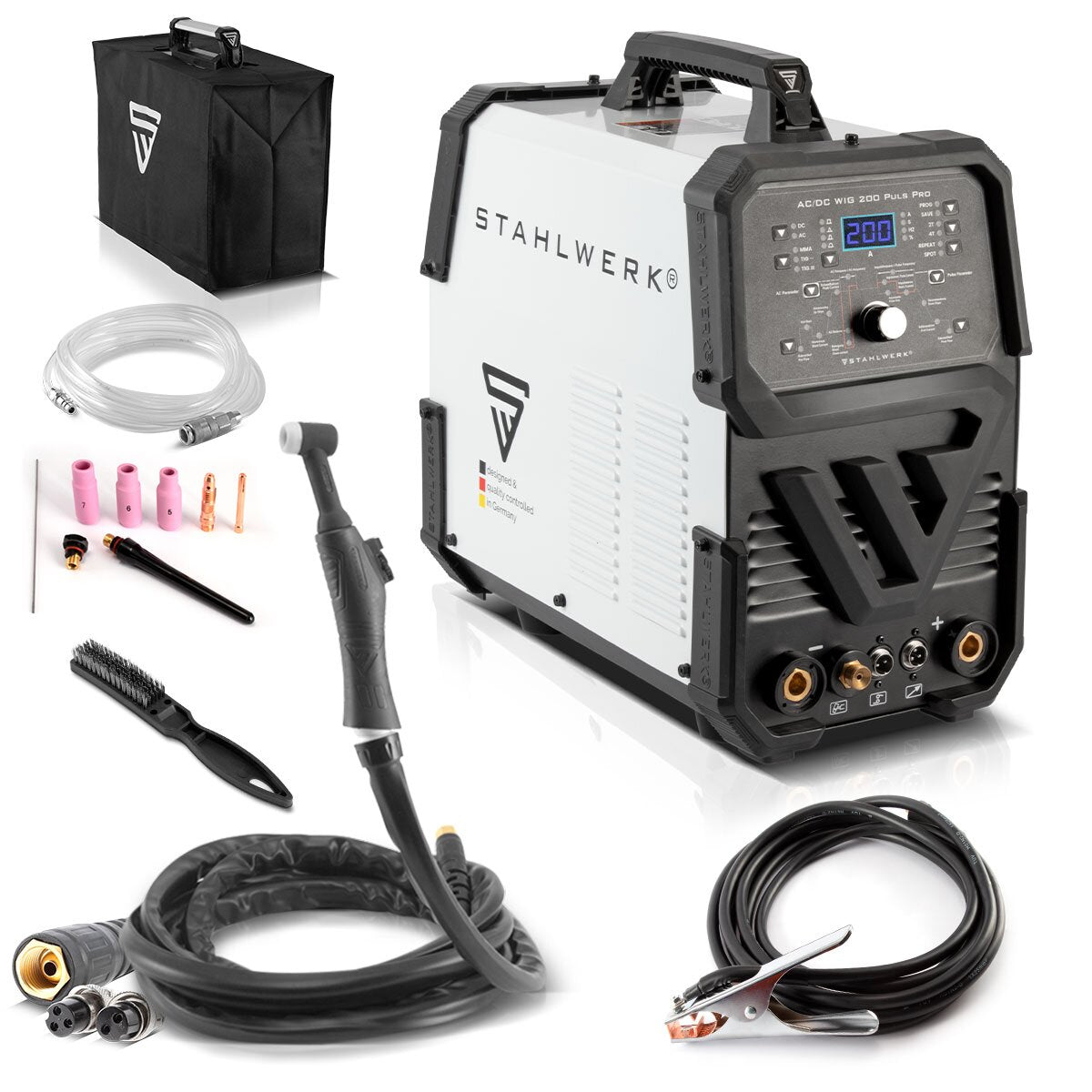 Stahlwerk AC/DC WIG 200 Puls Pro - Digital welding machine | Inverter with 200 amps, ARC/MMA function, job memory and IGBT technology, suitable for aluminum and thin sheet, 7 years of manufacturer's guarantee