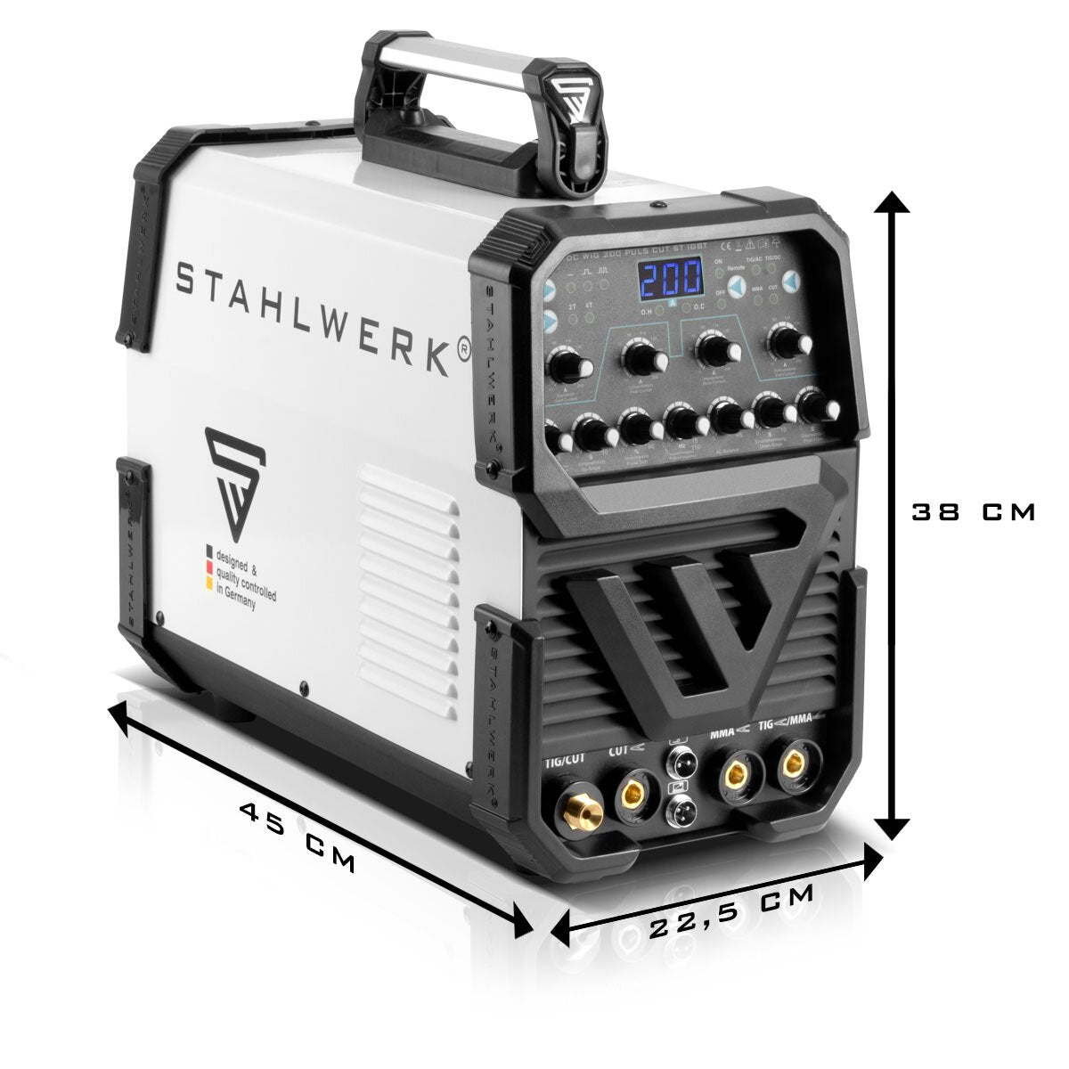 Steelworks welding machine AC / DC WIG 200 pulse with plasma ST - full equipment / plasma cutter / plasma cutting device / combination white with IGBT technology