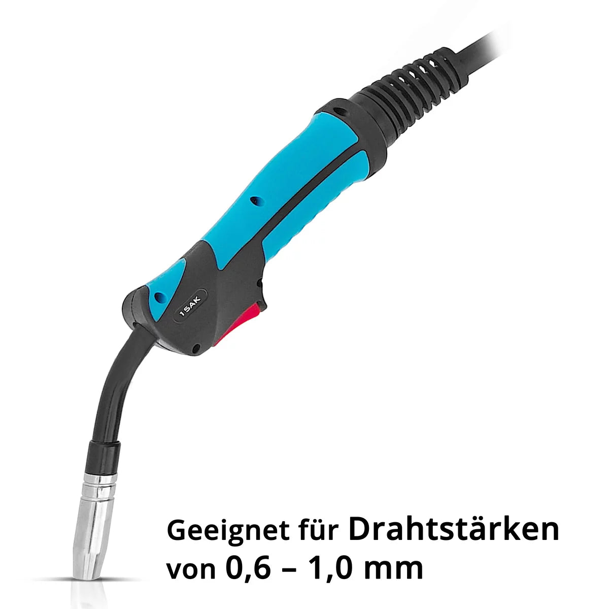 STAHLWERK AK15 Schweissbrenner inklusive 3 Meter Schlauchpaket | Profi-Schweisszubehör für MIG/MAG Schutzgas Schweissgeräte mit Eurozentralanschluss | Luftgekühlte MIG/MAG-Schweisspistole 180 Ampere