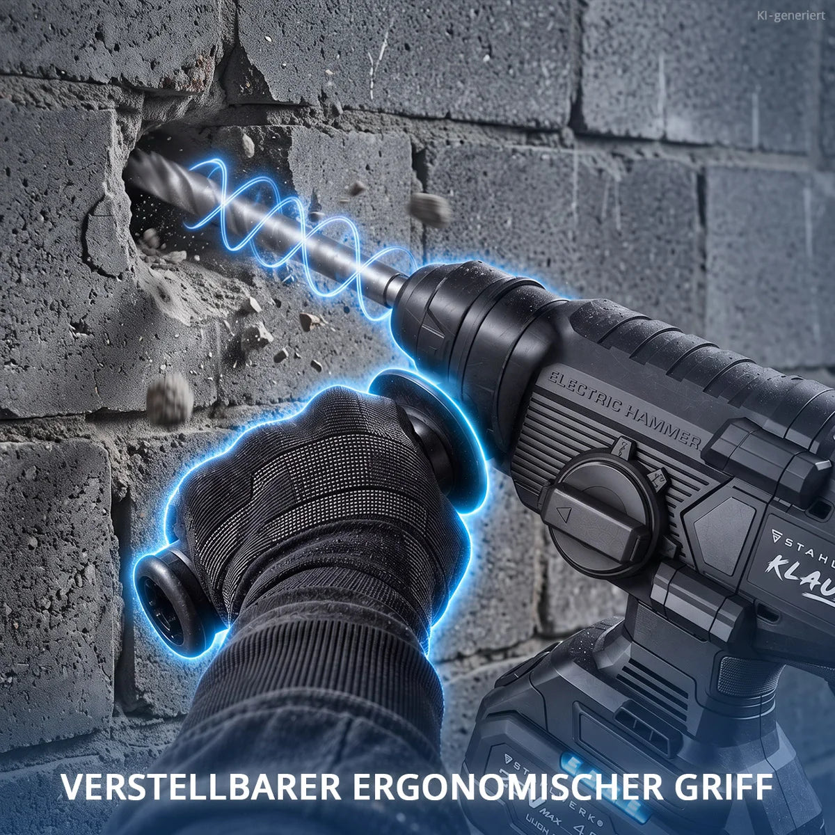 STAHLWERK Akku-Bohrhammer KLAUS | 20 Volt-System | Bohren, Schlagbohren und Meißeln | Bohrer | Bohrmaschine für Beton und Zement | 24 mm Bohrdurchmesser | Brushless | SDS