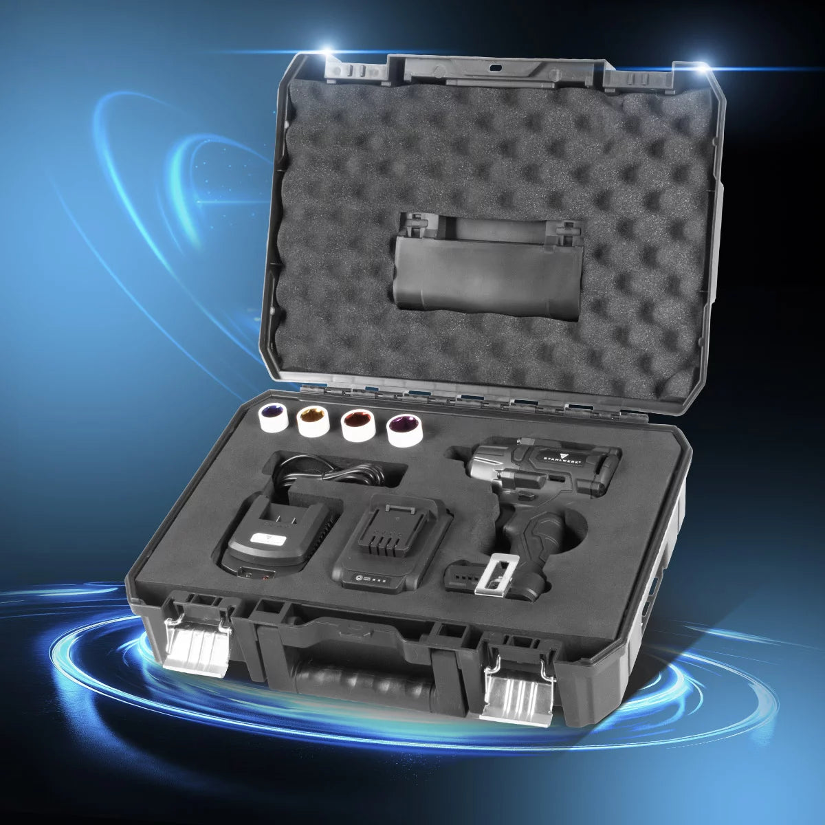 STAHLWERK cordless rotary impact wrench ADS-880 ST | 20 volt system | Brushless technology | Cordless impact wrench with 880 Nm | ½" inch mount | Includes 4 protective sockets 17-22 mm | Battery and charger