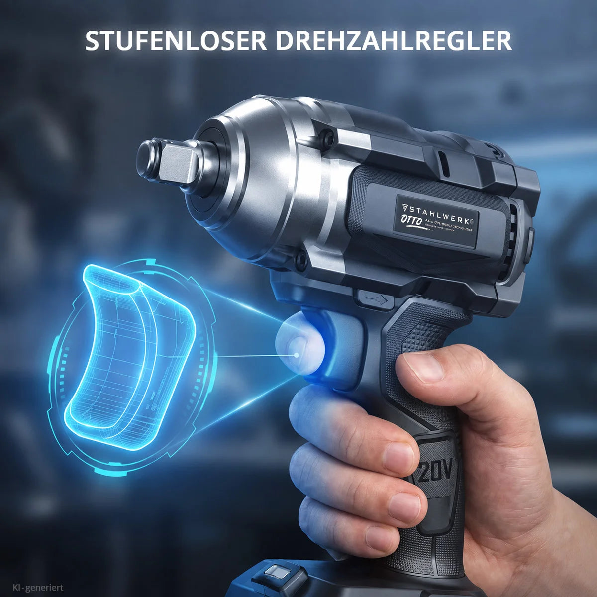 STAHLWERK Akku-Drehschlagschrauber OTTO | 20 Volt-System | 550 Nm Drehmoment | 1/2 Zoll-Werkzeugaufnahme | Akku-Schlagschrauber für Werkstatt, Montage und Kfz | Brushless