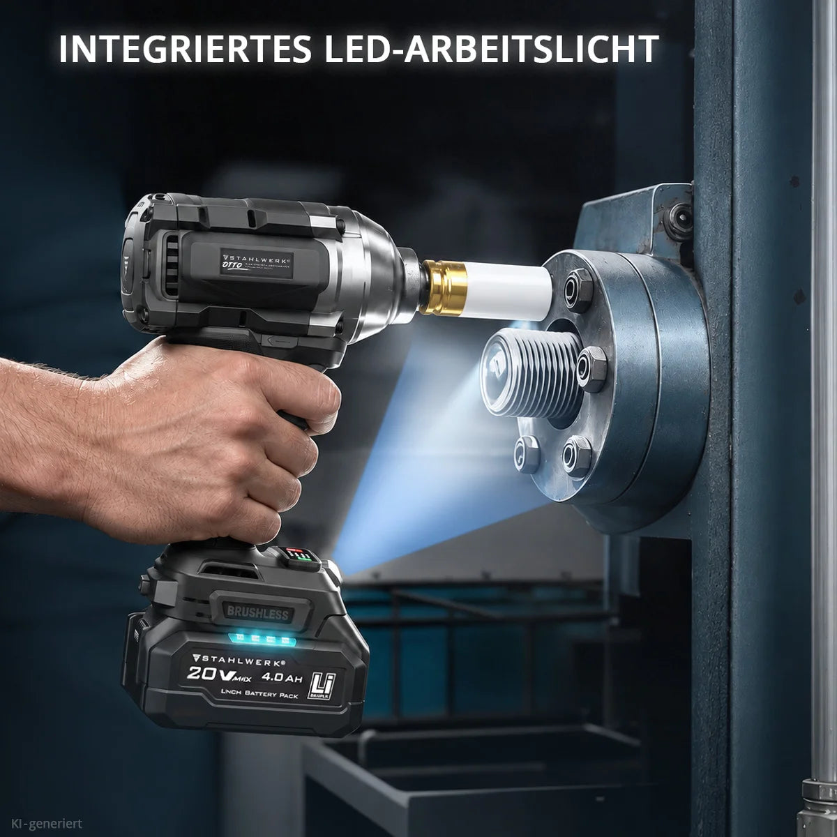 STAHLWERK Akku-Drehschlagschrauber OTTO | 20 Volt-System | 550 Nm Drehmoment | 1/2 Zoll-Werkzeugaufnahme | Akku-Schlagschrauber für Werkstatt, Montage und Kfz | Brushless