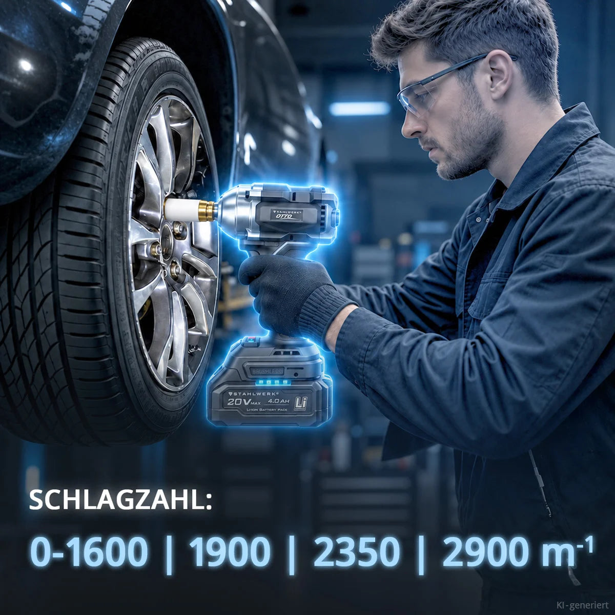 STAHLWERK Akku-Drehschlagschrauber OTTO | 20 Volt-System | 550 Nm Drehmoment | 1/2 Zoll-Werkzeugaufnahme | Akku-Schlagschrauber für Werkstatt, Montage und Kfz | Brushless
