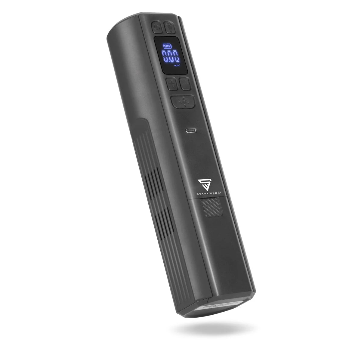 STAHLWERK cordless compressor HF-800 ST | Tire compressor with 4,000 mAh lithium battery | 80 W power, max. 4.2 bar | Digital display with psi/bar/kg/cm² | Automatic switch-off | LED work light