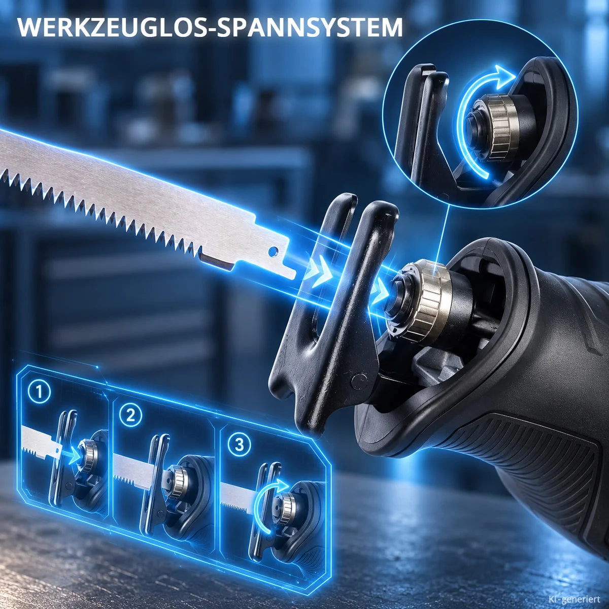 STAHLWERK Akku-Säbelsäge CHANTAL | 20 Volt-System | 2.800 U/min | 25,4 mm Hub | Reciprosäge für Holz, Metall, Kunststoff und Gipskarton | Brushless