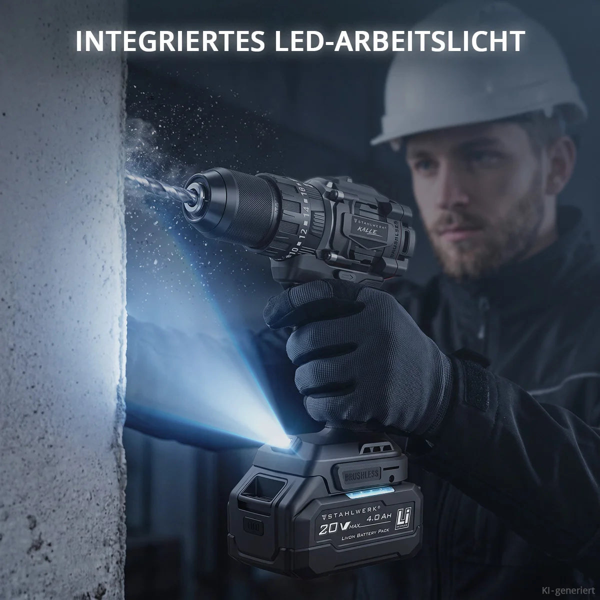 STAHLWERK Akku-Schlagbohrschrauber KALLE | Akkuschrauber | Akkubohrer | Bohrschrauber | 20 Volt-System | 65 Nm Drehmoment | 2-Gang-Getriebe | 13 mm Schnellspannbohrfutter | Brushless
