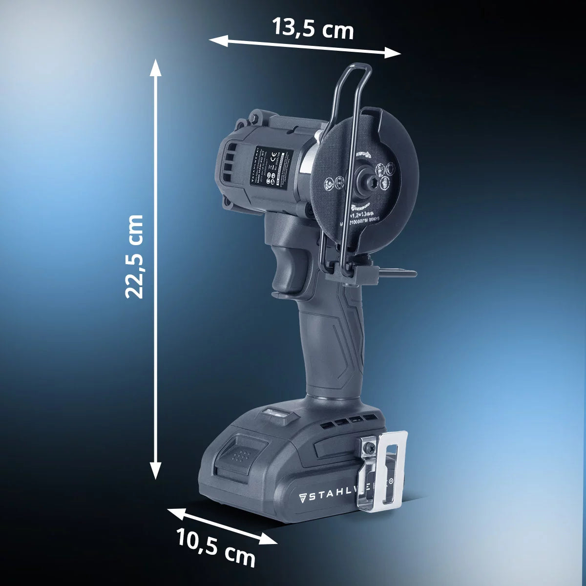 STAHLWERK mini cordless angle grinder MAW-20 ST with 2000 mAh battery | Hand angle grinder for cutting metal, tiles and wood | Electric mini saw with brushless technology