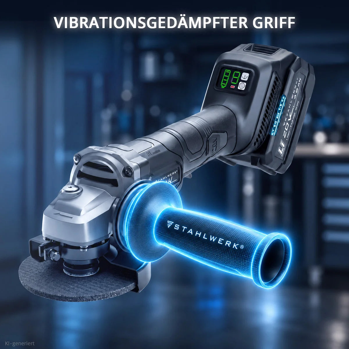STAHLWERK Akku-Winkelschleifer WILLI | 20 Volt-System | 125 mm Scheibendurchmesser | M14 Spindel | Brushless | Akku zum Schleifen, Schneiden und Polieren