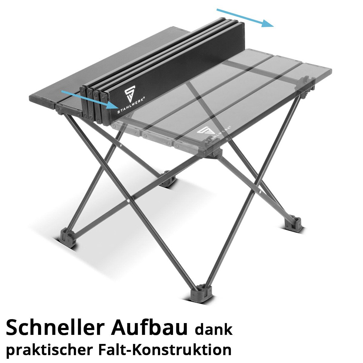 STAHLWERK Aluminium-Falttisch 40 x 34,5 x 30 cm Klapptisch | Campingtisch | Aluminiumtisch | Gartentisch | Campingmöbel | Picknicktisch