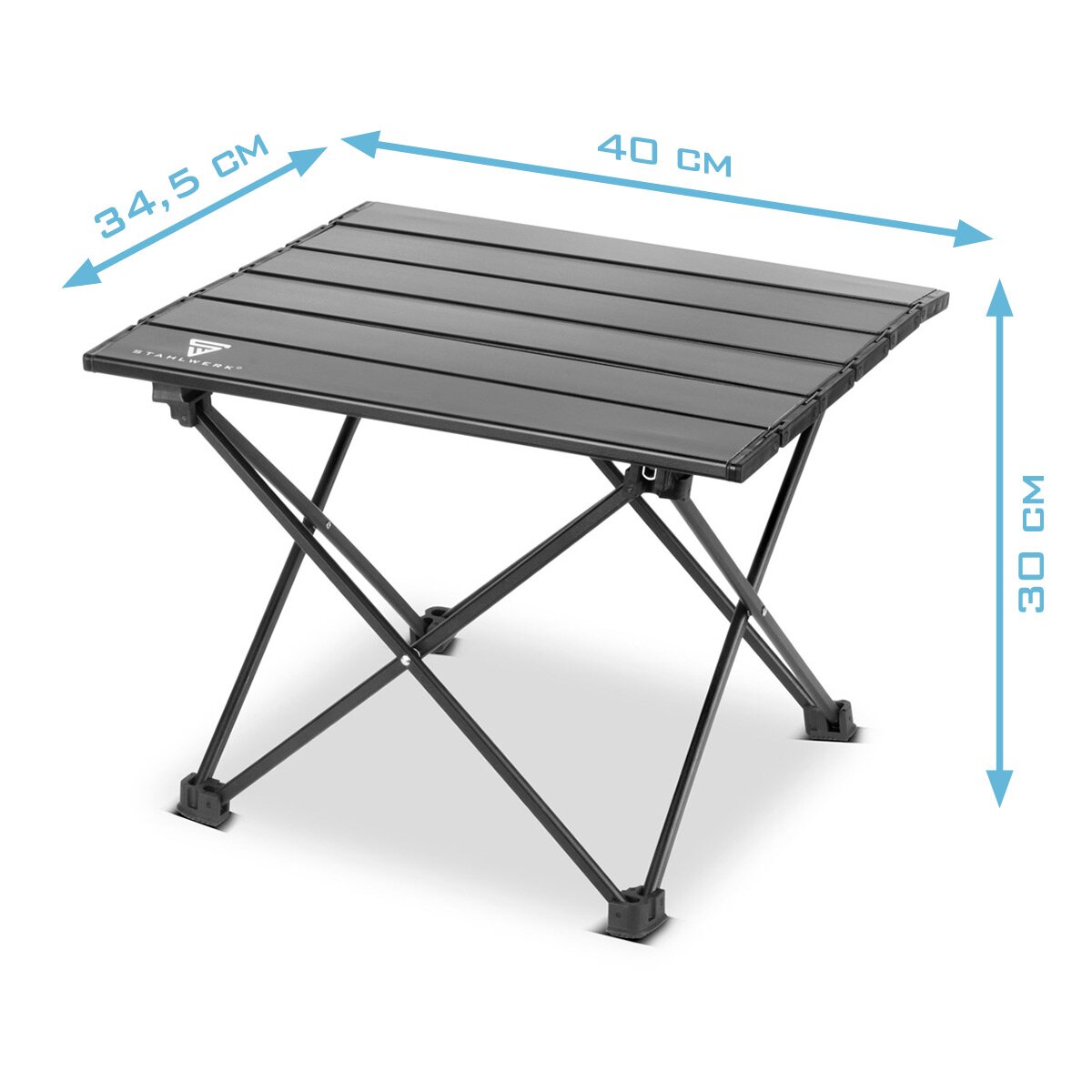 STAHLWERK Aluminium-Falttisch 40 x 34,5 x 30 cm Klapptisch | Campingtisch | Aluminiumtisch | Gartentisch | Campingmöbel | Picknicktisch