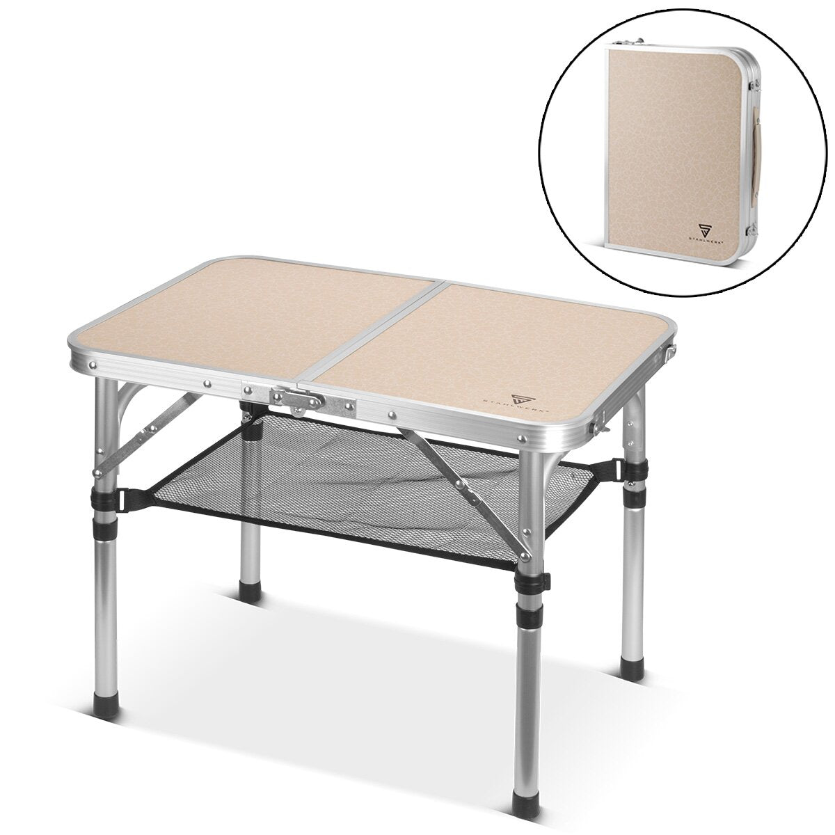 STAHLWERK Aluminium-Klapptisch 60 x 40 x 48 cm Campingtisch | Aluminiumtisch | Gartentisch | Campingmöbel | Falttisch | Picknicktisch