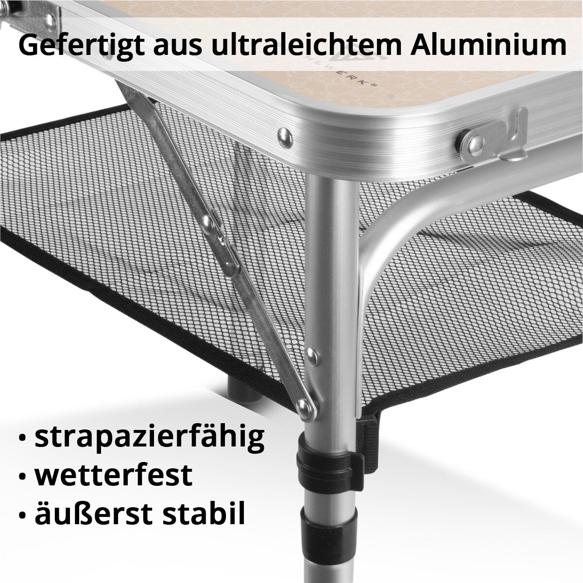 STAHLWERK Aluminium-Klapptisch 60 x 40 x 48 cm Campingtisch | Aluminiumtisch | Gartentisch | Campingmöbel | Falttisch | Picknicktisch