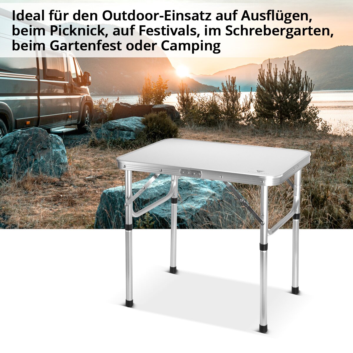 STAHLWERK Aluminium-Klapptisch 60 x 45 x 56 cm Campingtisch | Aluminiumtisch | Gartentisch | Campingmöbel | Falttisch | Picknicktisch