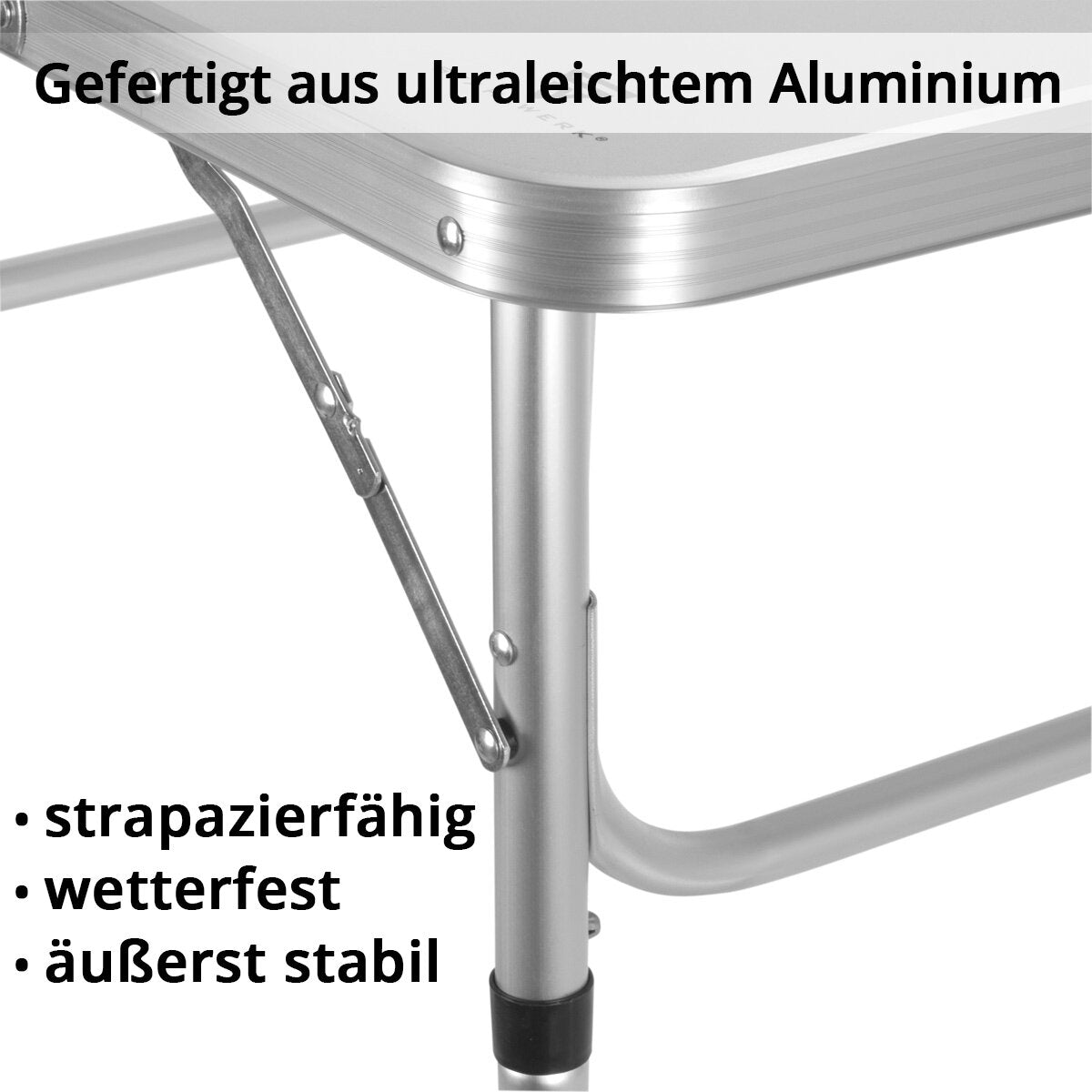 STAHLWERK Aluminium-Klapptisch 60 x 45 x 56 cm Campingtisch | Aluminiumtisch | Gartentisch | Campingmöbel | Falttisch | Picknicktisch