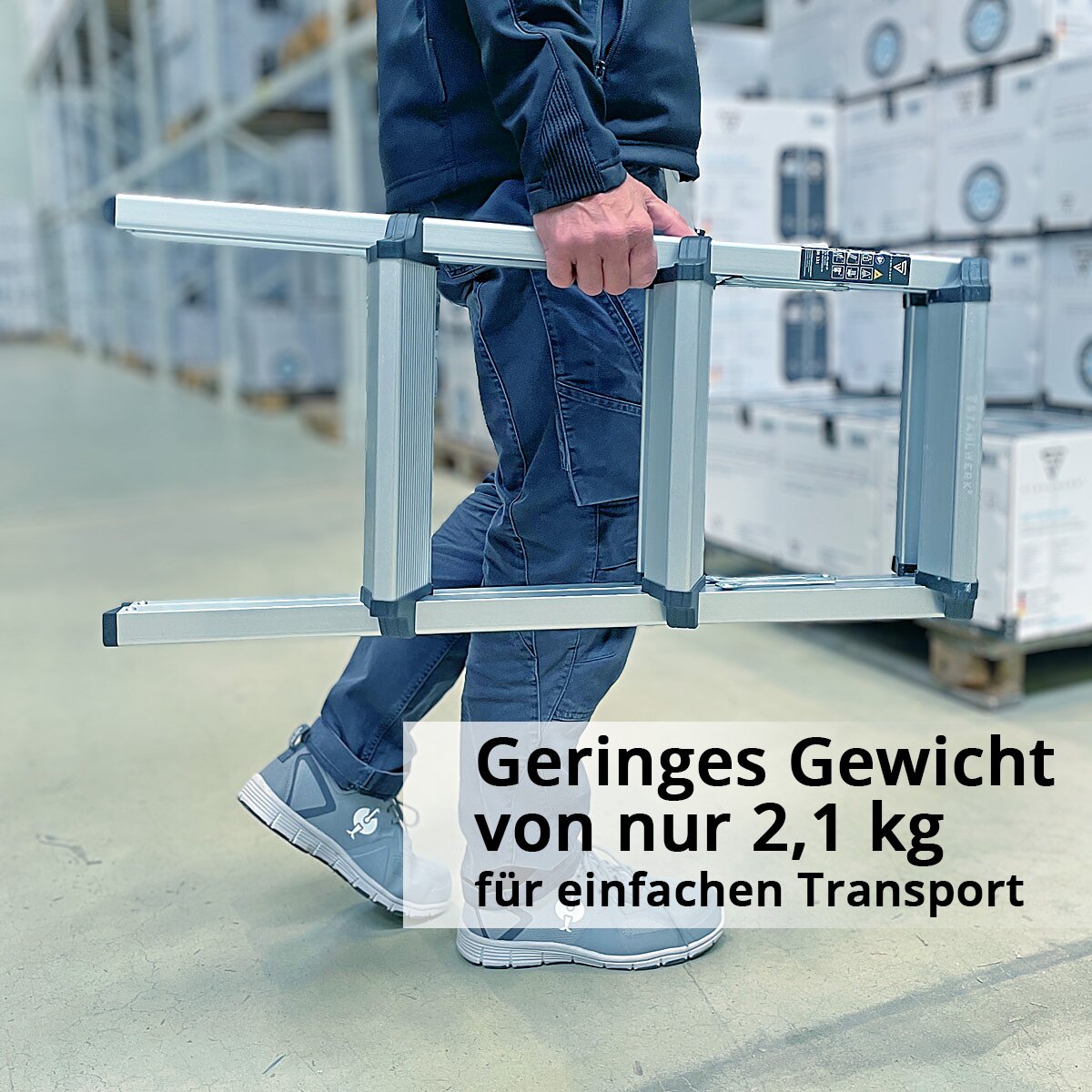 STAHLWERK Alu-Trittleiter ALT-150 ST bis 150 kg, 3 Stufen, Standhöhe 72 cm, Aluminium-Leiter | Klappleiter | Klapptritt | Mehrzweckleiter | Stehleiter mit rutschfesten Sprossen