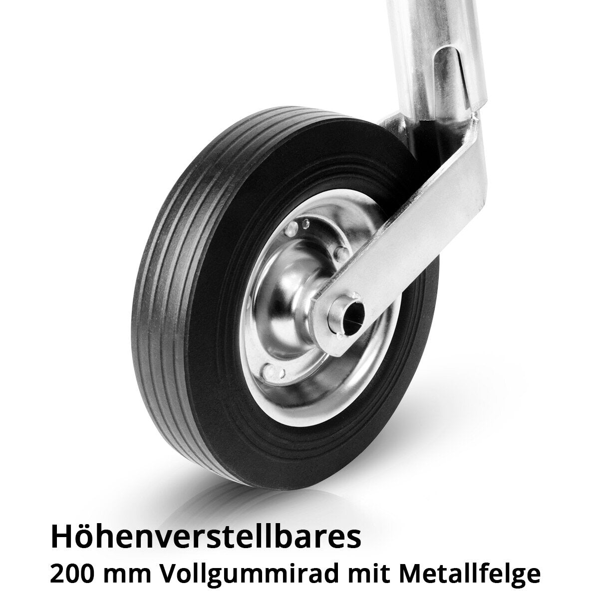 STAHLWERK Anhänger-Stützrad 48 mm 150 kg verzinktes Universal-Bugrad | Anhängerrad | Vollgummi-Stützrad mit Klemmhalter für Pkw-Anhänger, Wohnwagen, Caravan, Trailer