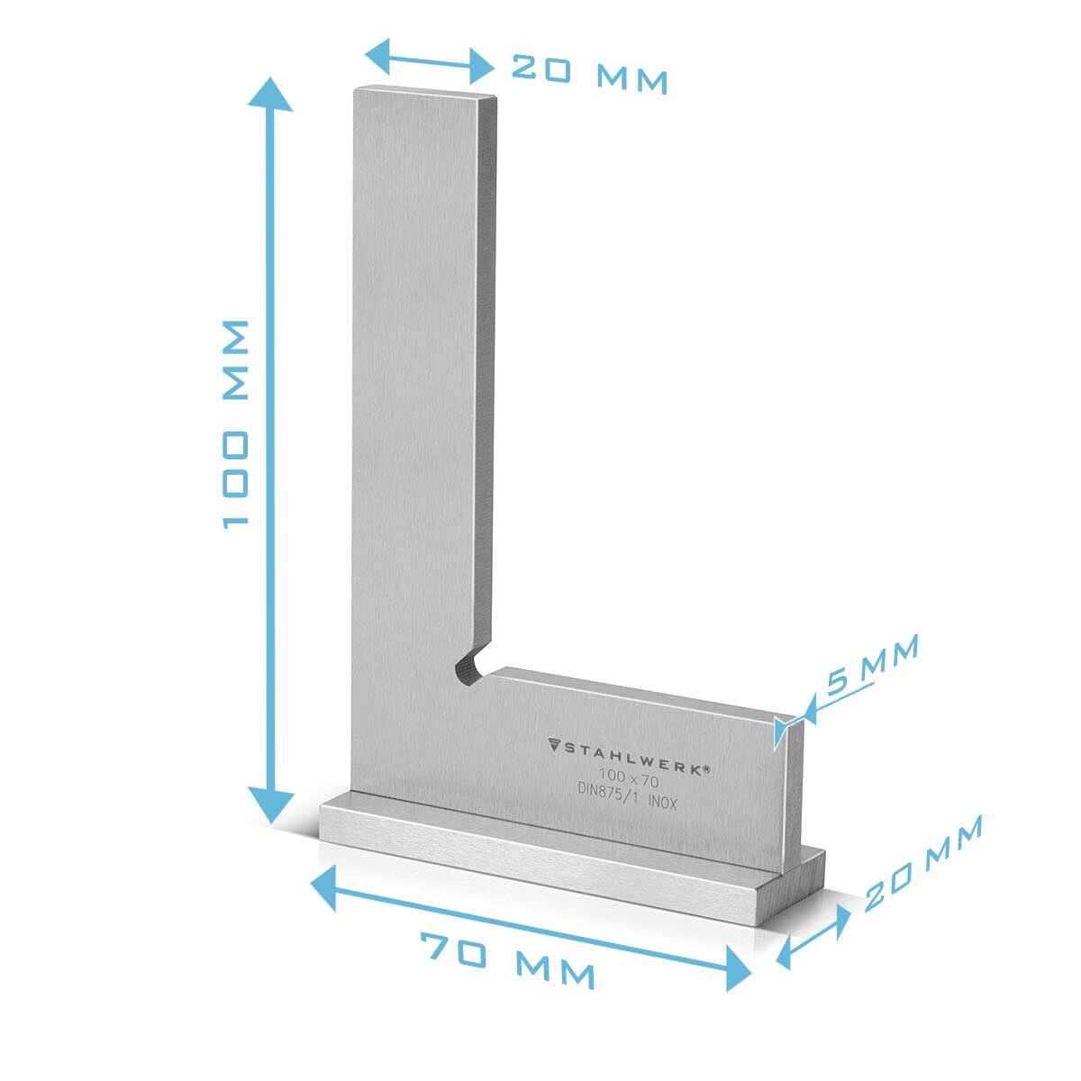 Steelwork Connection angle 90 ° 100 x 70 mm DIN 875/1 locksmith / angle stop / precision angle made of stainless steel