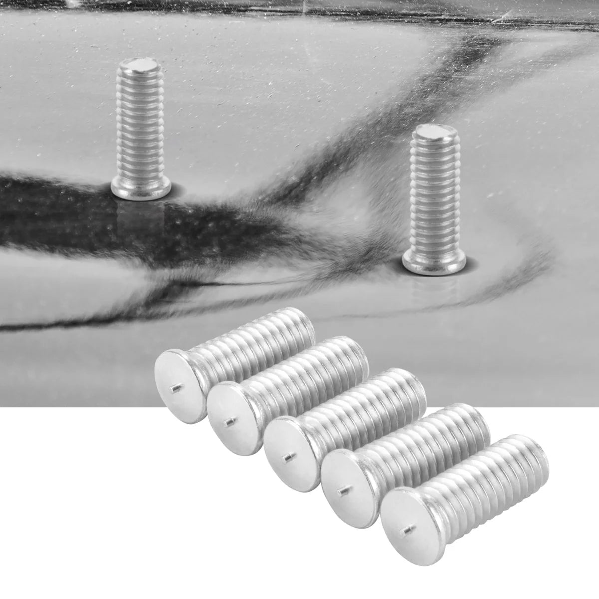 Steelworks 2x Bolt de sueur en aluminium M6 Filet 100 Ensemble, accessoires de réparation intelligents pour les potiers DESIP / Dell Lefter / Dot Welding Dispositif / pour la réparation professionnelle des corps de voiture