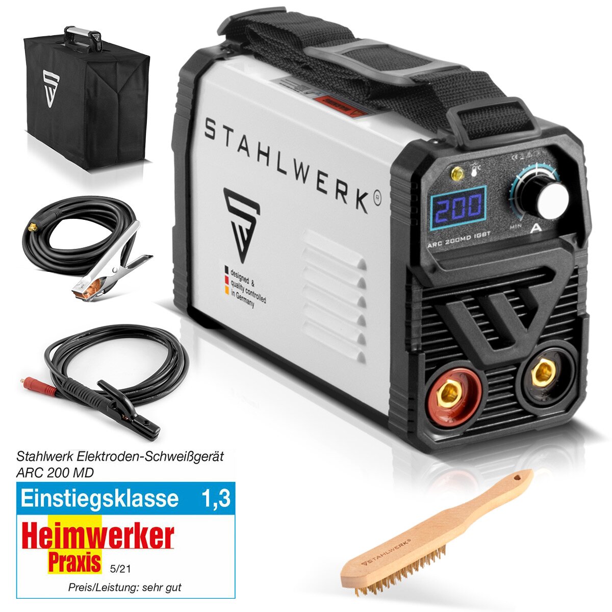 Stahlwerk ARC 200 MD welding equipment - DC MMA | E-hand | Lift-Tig inverter with 200 ampere, IGBT technology and single board, 7-year manufacturer's guarantee