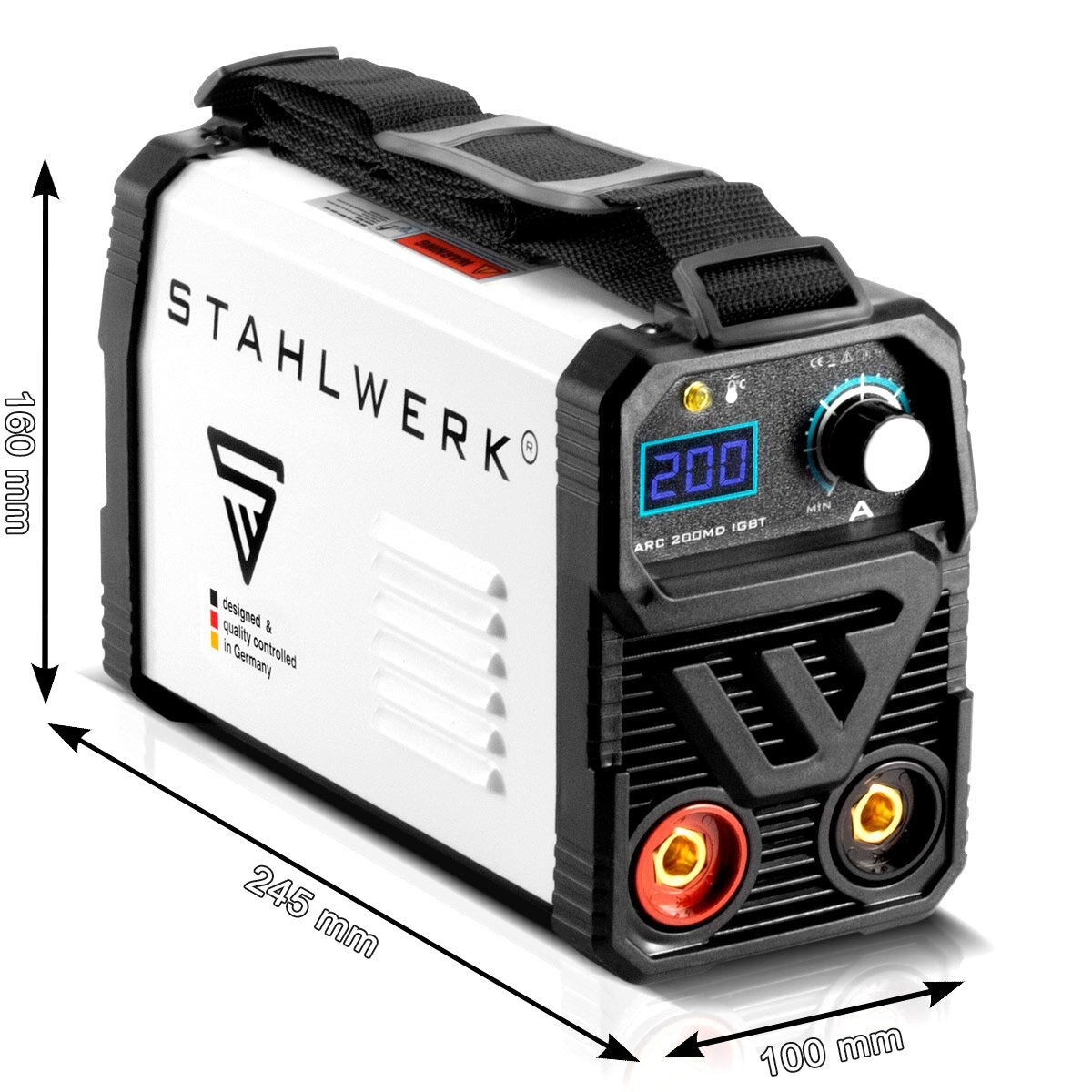 Stahlwerk ARC 200 MD welding machine Full equipment - DC MMA | E-hand | Lift-Tig inverter with 200 ampere, IGBT technology and single board, 7-year manufacturer guarantee