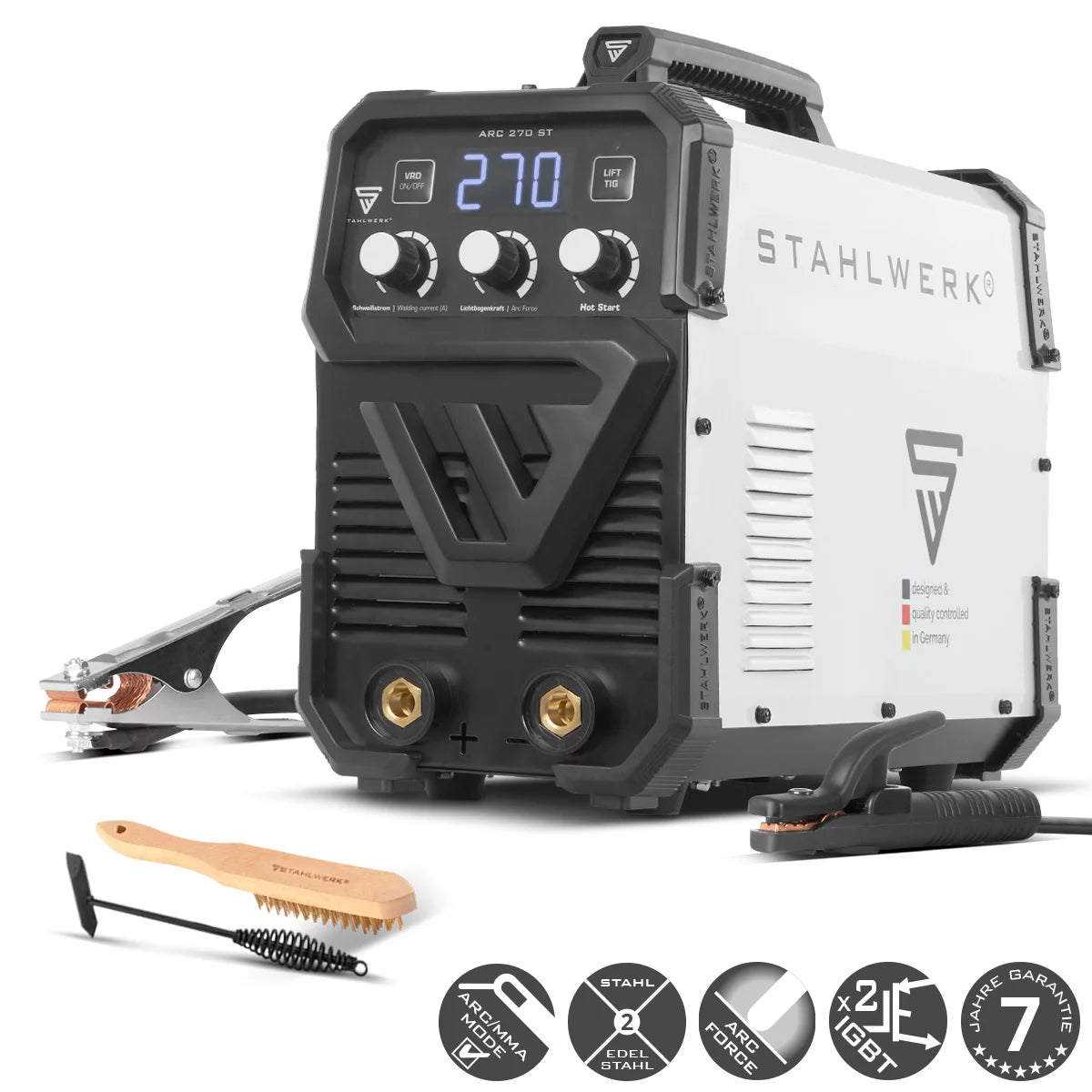 STAHLWERK Schweißgerät ARC-270 ST | E-Hand-Schweißgerät 270 A | MMA- Elektrodenschweißen | Lift-TIG Inverter 400 V | Integrierter Überhitzungsschutz | Smart-Kühlung | Intelligente Temperatursteuerung