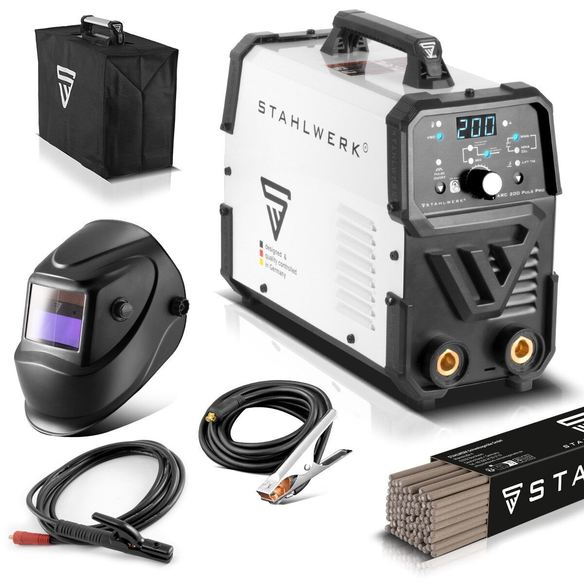 Stahlwerk ARC 200 pulse per full equipment electrode welding device, compact MMA | E-hand | Lift-Tig inverter with 200 amps, IGBT technology and pulse function