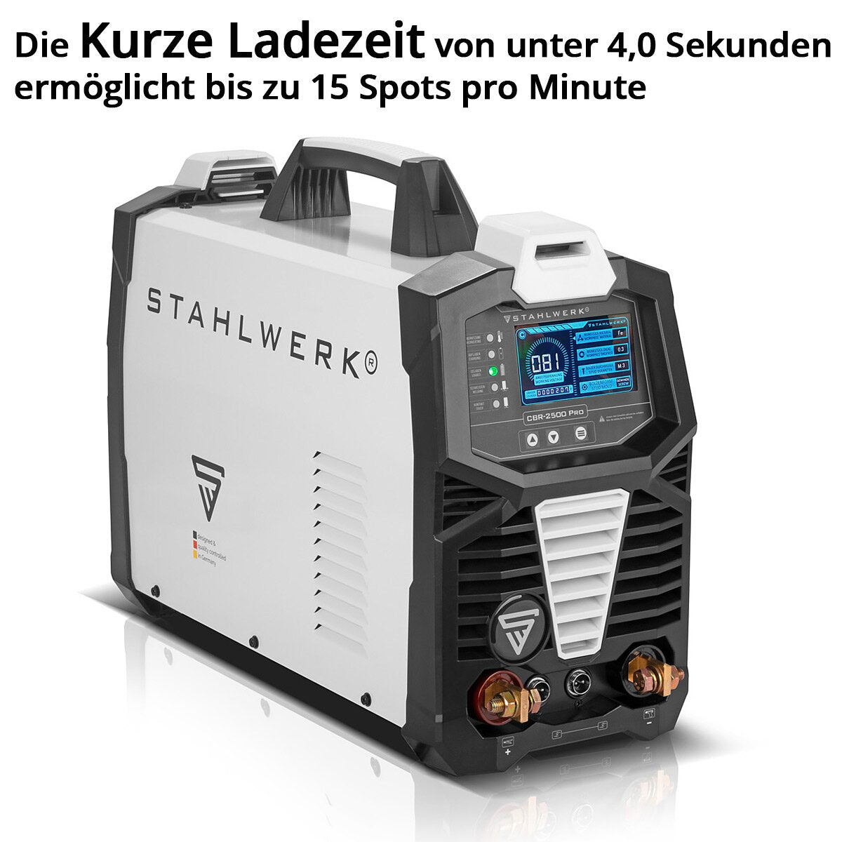 STAHLWERK Profi-Ausbeulspotter CBR-2500 Pro Vollausstattung mit 2.500 J und 230 V, Alu Smart Repair Ausbeul-Set | Dellenlifter | Punktschweißgerät | Ausbeulwerkzeug zum Spotten von Stahl, Edelstahl, Eisen, verzinkten Blechen, Messing und Aluminium