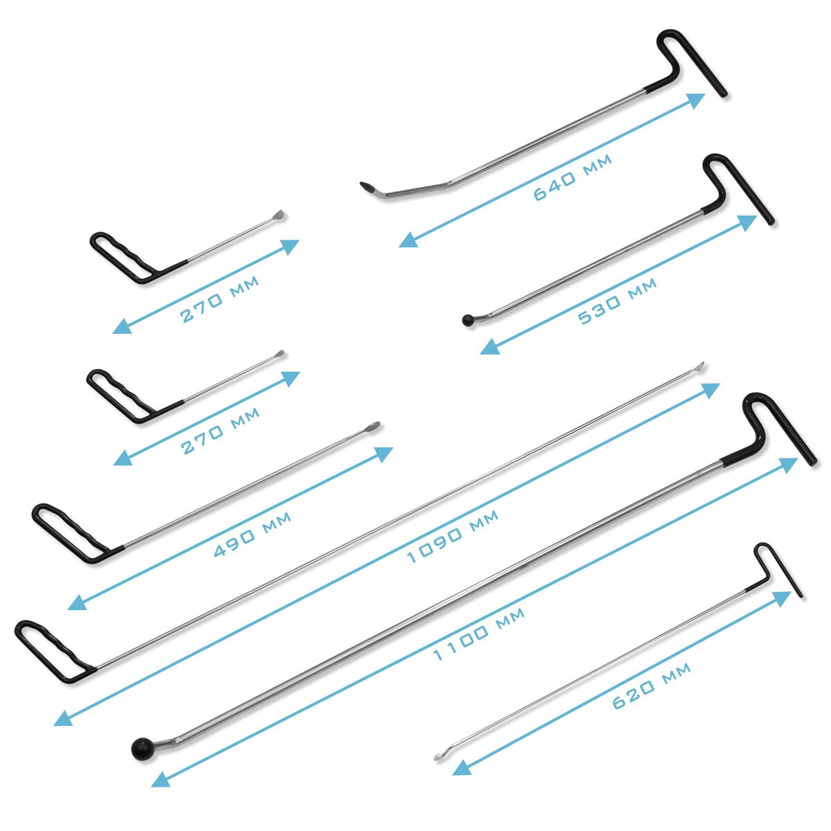 Steelworks Disprage tool 8 Set KFZ Smart Repair Ausbeul-Set | Explouting | Exploitation | Dellenliftter | Dell tool for professional repairing bumps and dents