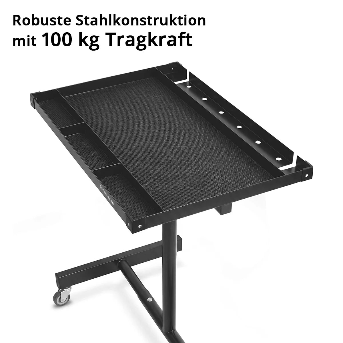 STAHLWERK Kfz-Wartungs- und Montagewagen mit Lenkrollen | Höhenverstellbarer Arbeitstisch | 87,3 – 125 cm | 100 kg Tragkraft | Mobile Werkbank | Ideal für Garage, Werkstatt, Autoreparatur und DIY