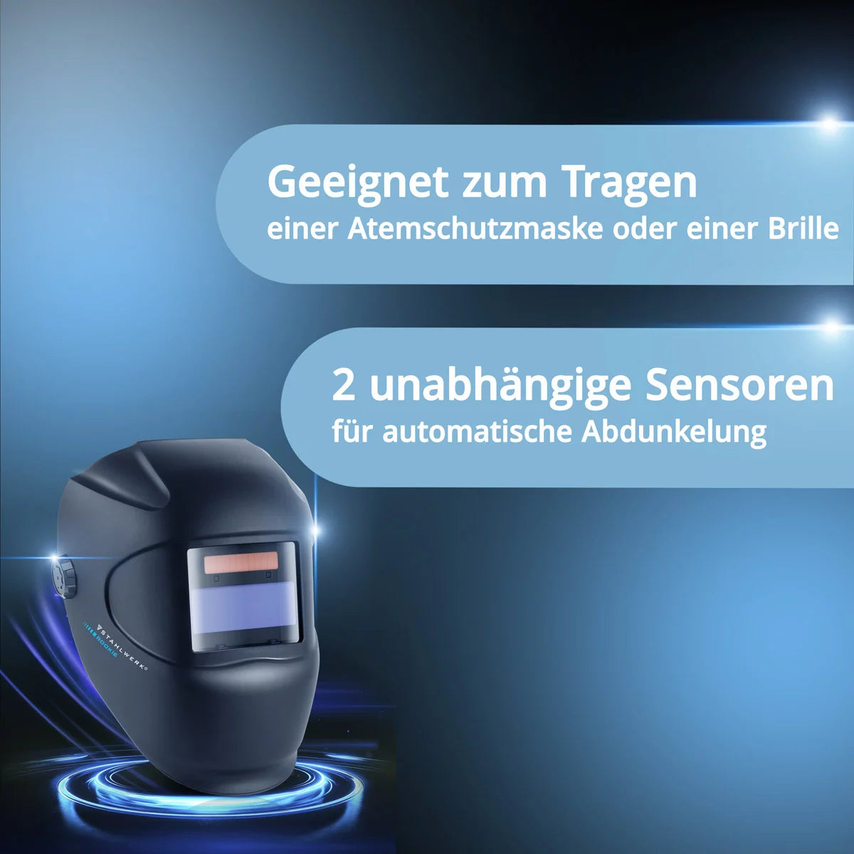STAHLWERK Automatik-Schweißhelm ROOKIE | Robuster Schweißerhelm | Schweißschild | Schweißmaske | Verdunkelungsfilter zur automatischen Abdunkelung DIN 3 bis DIN 11 | Optische Klasse 1/1/1/2