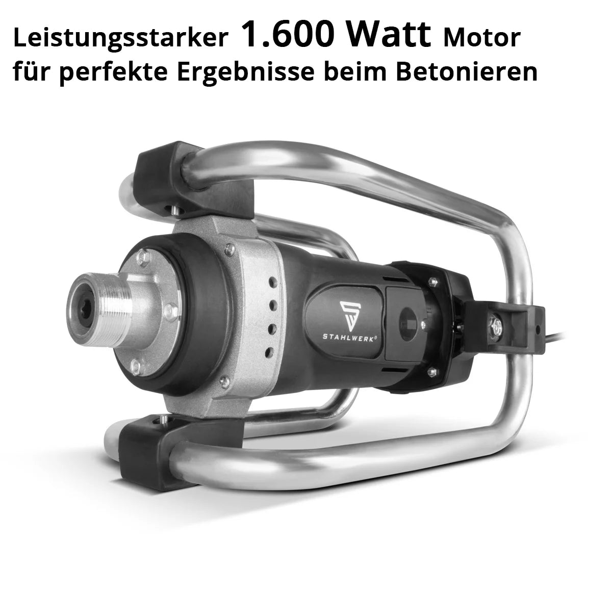 STAHLWERK BR-1600 ST Betonverdichter | 1.600 Watt mit 19.000 U/min | Starker Betonrüttler | Flaschenrüttler für 35 / 45 mm Rüttelflasche | Innnenrüttler für Wände, Decken, Fundamente