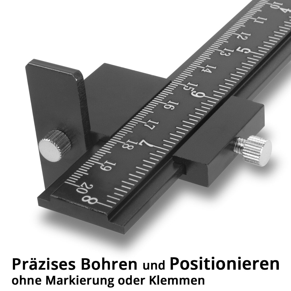 STAHLWERK Bohrführungsvorrichtung mit Anschlag verstellbare Aluminium-Bohrschablone | Bohrführung | Bohrhilfe | Dübellehre | Bohrlehre zum exakten Positionieren von Bohrlöchern