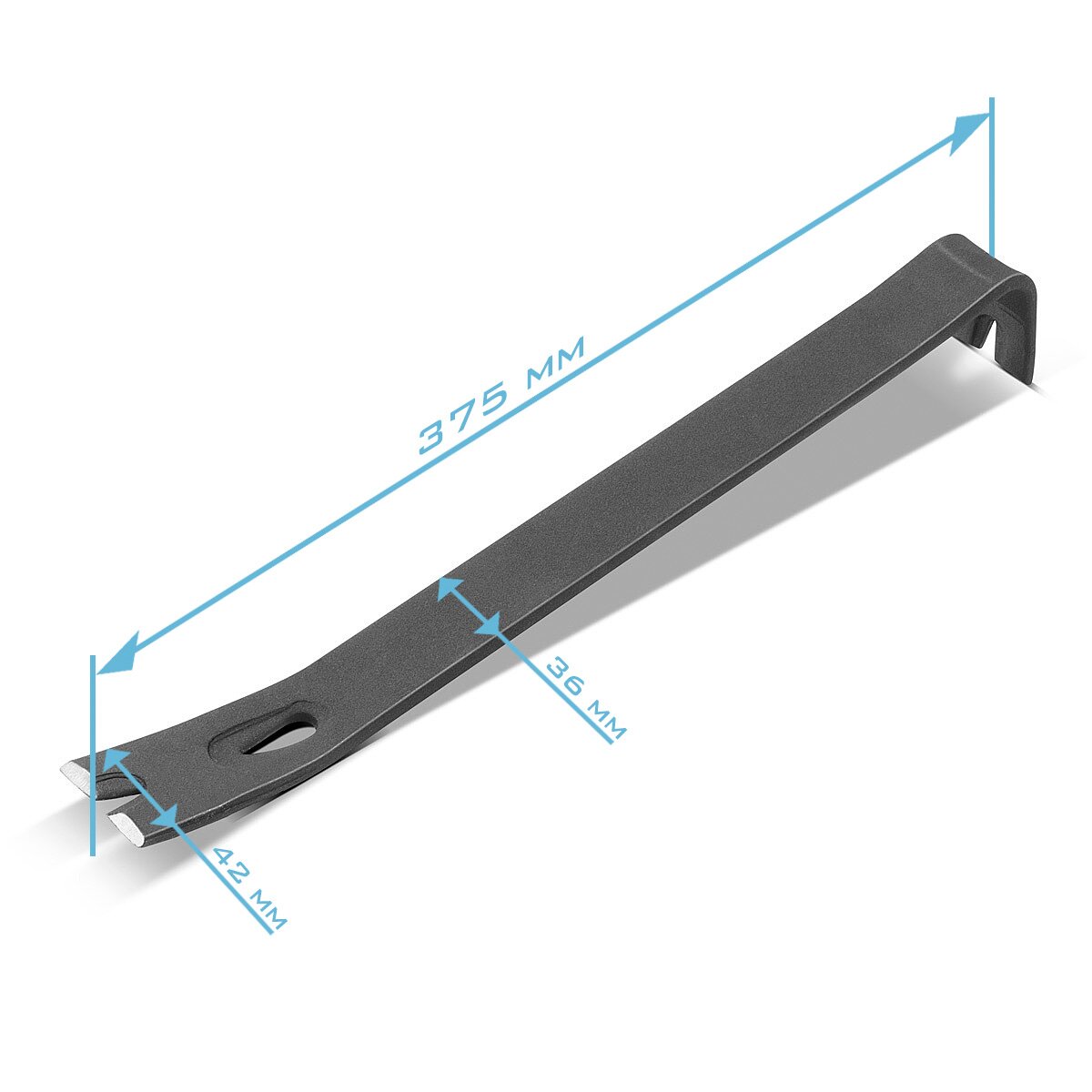 Crowbar Stahlwerk | Break Iron | Iron à ongles 375 mm avec marteau 1000 g, chalet de vache avec pied de vache en acier au carbone sans torsion, durci et enrobé de poudre