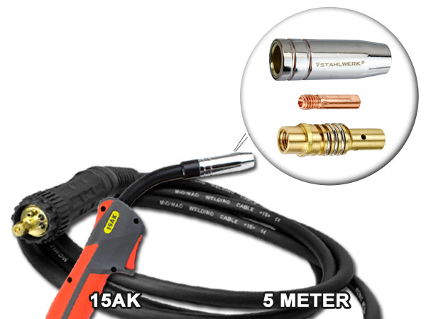 Stahlwerk Mig Mag-Weiss Burner AK15 / MB15 avec 5 mètres de tuyau / brûleur pour l'équipement de soudage Mig Mag / accessoires de soudage