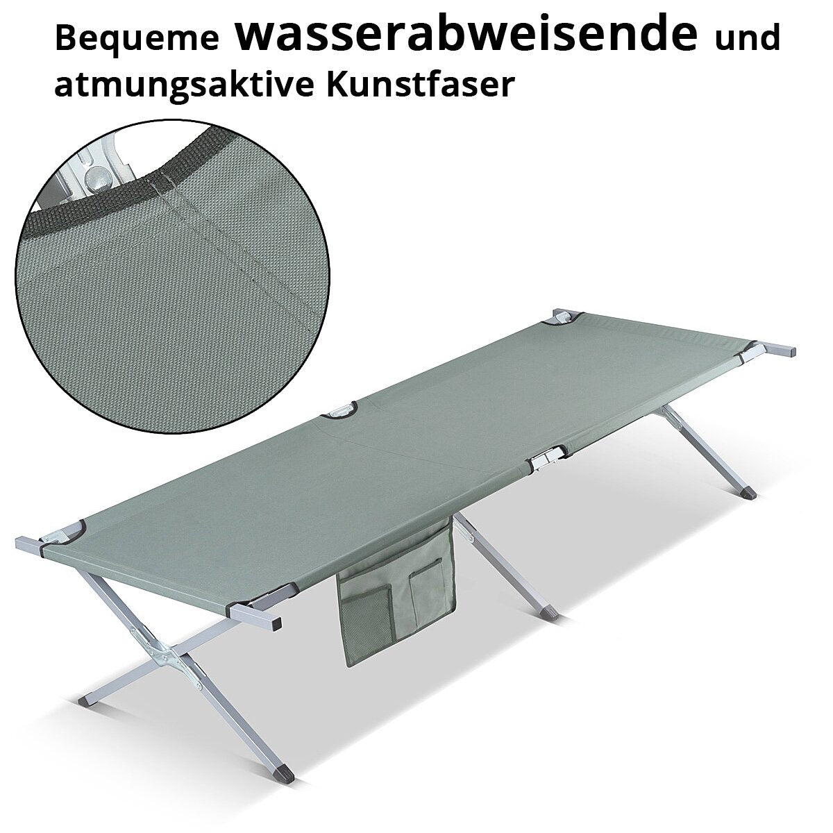 STAHLWERK Campingliege CL-190 ST klappbares Feldbett mit 150 kg Tragkraft 190 x 63 cm Campingbett | Klappbett | Faltbett | Klappliege | Gästebett | Faltliege mit Transporttasche