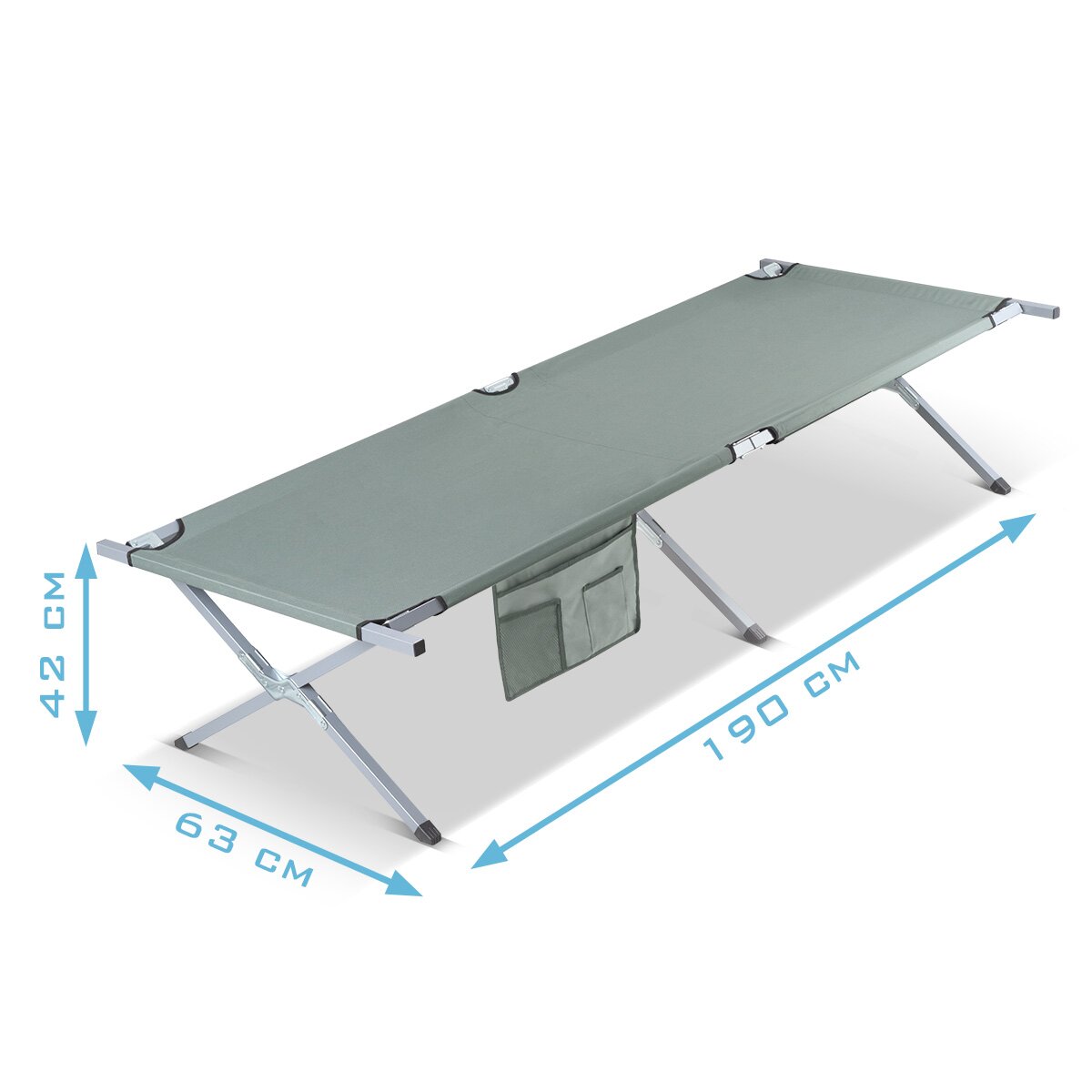 STAHLWERK Campingliege CL-190 ST klappbares Feldbett mit 150 kg Tragkraft 190 x 63 cm Campingbett | Klappbett | Faltbett | Klappliege | Gästebett | Faltliege mit Transporttasche